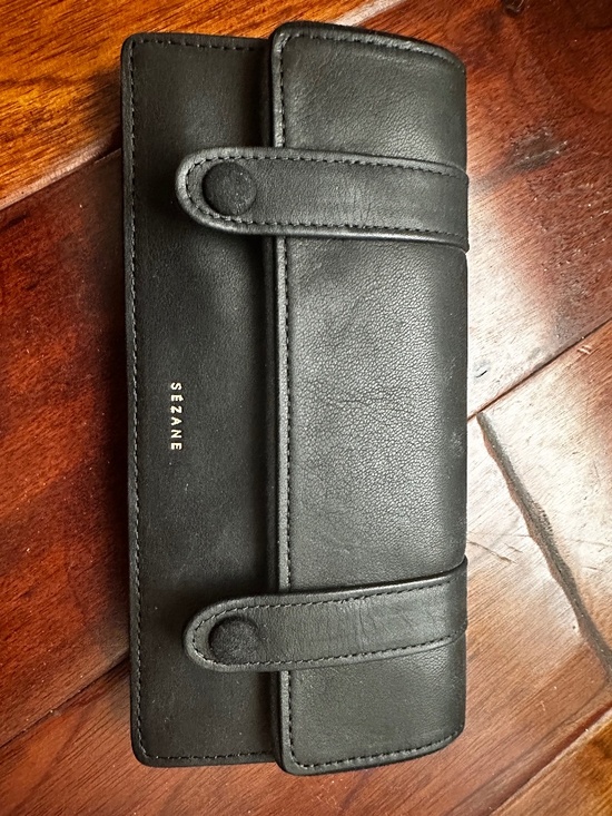 Sezane Handbags - Sézane Black Leather Long Wallet – Double Snap Closure